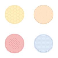 set of four cute cartoon biscuits in various textures and colors vector