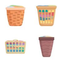 Set of colorful laundry baskets icons vector