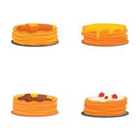 Assorted flavored pancake stack set vector
