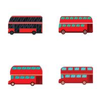 Set of colorful cartoon double decker buses vector