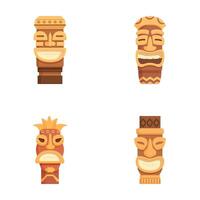 conjunto de dibujos animados tiki mascaras vector