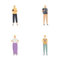 Set of casual senior characters in various poses vector