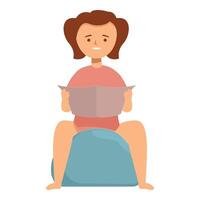 Woman reading on exercise ball vector