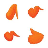 Set of cartoon chicken wings in various styles vector