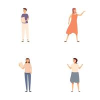 Set of diverse people in various poses vector