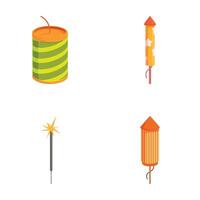 Assorted cartoon fireworks and explosives set vector