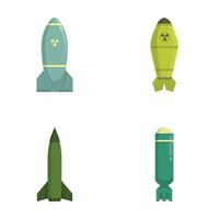 Collection of flat design missiles and bombs icons vector