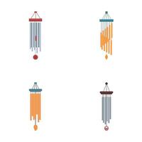 Set of colorful wind chimes illustration vector
