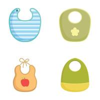 Set of four colorful baby bibs isolated on white vector