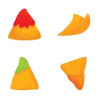 Colorful set of nachos with different toppings vector