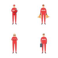 Professional firefighter characters in various poses vector