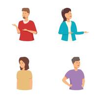 Set of diverse people gestures and expressions vector