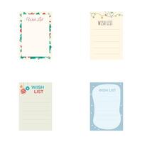 Collection of four festive wish list templates vector