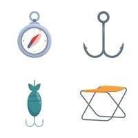 Set of fishing icons and tools vector