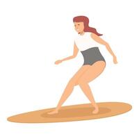 Female surfer riding wave illustration vector