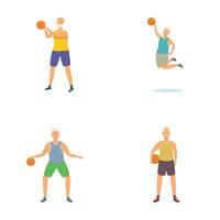 Senior man enjoying basketball activities vector