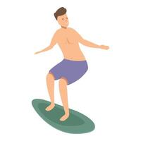 Young man surfing on wave illustration vector