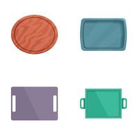 Set of various cartoon style trays and cutting boards vector