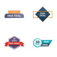 Free trial badges set in various styles vector