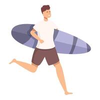 Happy surfer running with board vector