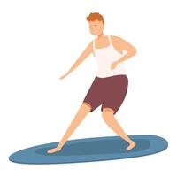 Man practicing balance on yoga mat vector