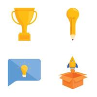 Set of achievement and idea icons vector