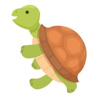 illustration of a cute, green cartoon turtle with a brown shell vector