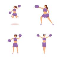Set of four cartoonstyle illustrations featuring a woman performing exercises with dumbbells vector
