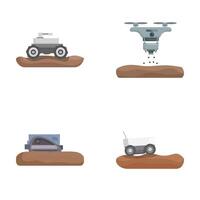 Set of unmanned vehicles on remote terrain vector