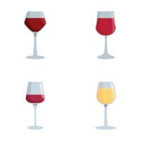 conjunto de vino lentes con varios vinos ilustración vector