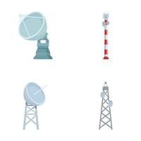 Set of satellite and communication tower icons vector