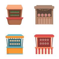 Colorful assortment of cartoon kiosks and stalls vector