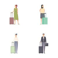 diverso personas con equipaje conjunto vector