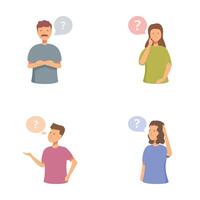 Group of people pondering with question marks vector