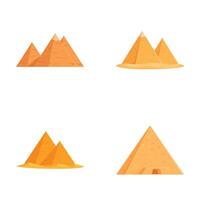 Set of four cartoon pyramids isolated on white background vector