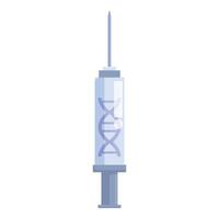 Flat design illustration of a syringe with a dna helix inside, symbolizing genetic engineering vector