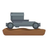 Cartoon mine cart full of coal on tracks vector