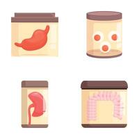 Assorted cartoon organ jars set vector