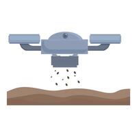 graphic of an agricultural drone distributing seeds over soil vector