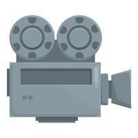 Detailed illustration of a classic silver cinema camera vector