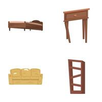 Set of cartoon furniture icons vector