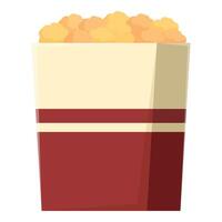 illustration of a full, classic red and white striped popcorn box on a white background vector