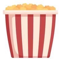 Classic striped popcorn box full of popcorn vector