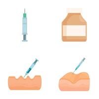 Vaccine injection and medication icon set vector