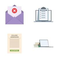 College admission notification and application process icons vector