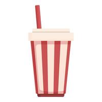 Cartoon disposable soda cup with straw vector