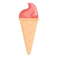 Strawberry soft serve ice cream cone illustration vector
