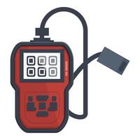 Cartoon of a red digital multimeter with test lead, isolated on white background vector