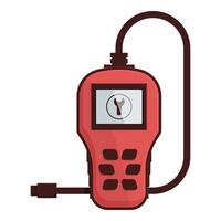 graphic of a red digital multimeter, isolated on a white background, depicting electronic testing vector
