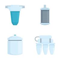 Collection of four icons representing different water purification filters vector